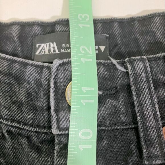 Zara Jeans Women Size 4 Black Ankle Fray Straight Leg High Rise - Picture 9 of 10